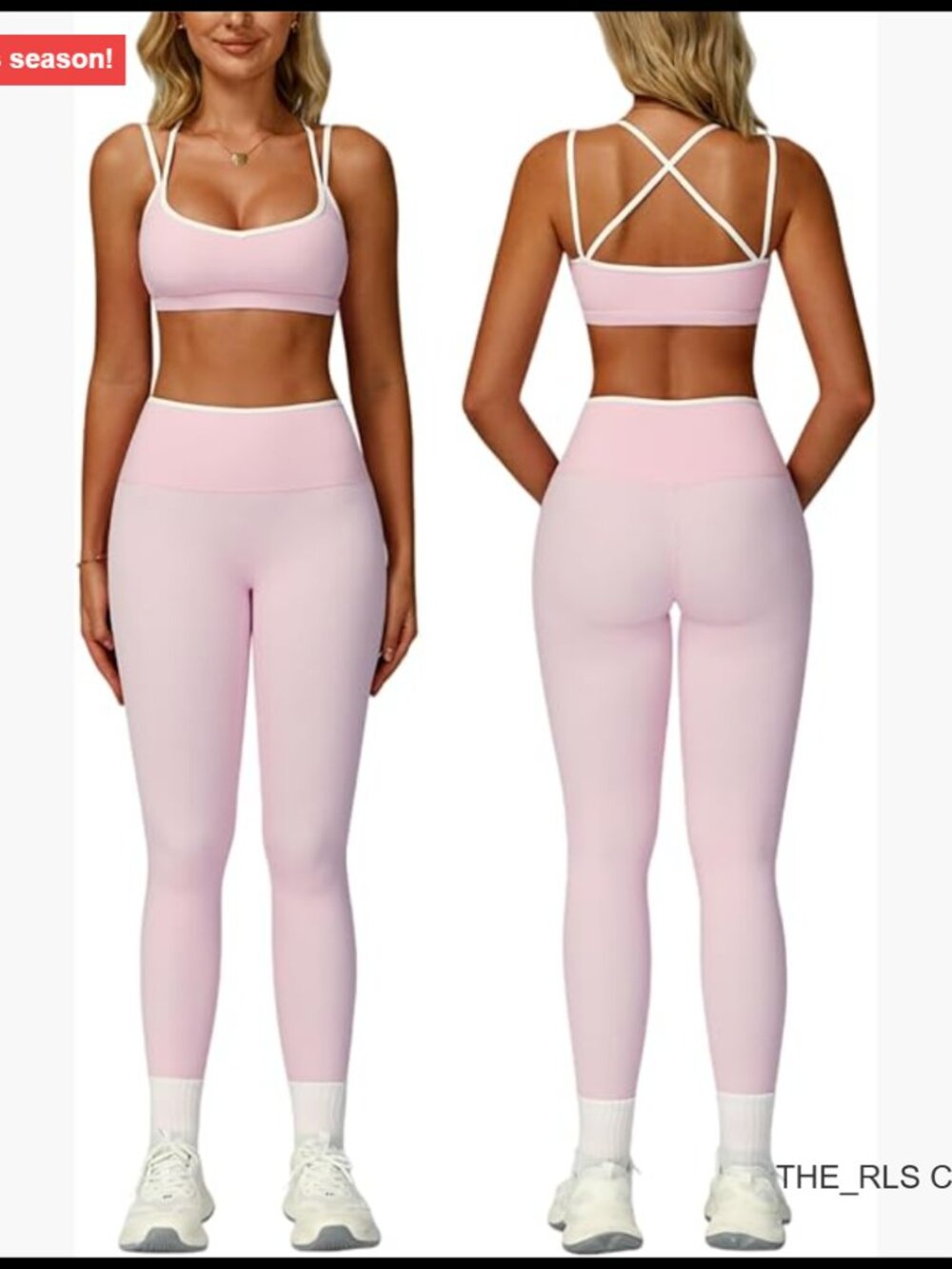 Two Piece Workout Set Polyamide Elastane Strappy Sports Bra High Waist Leggings